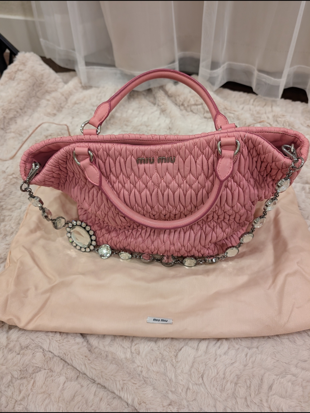 Miu Miu Pink Matelassé Leather Top-Handle Bag - Picture 4 of 10